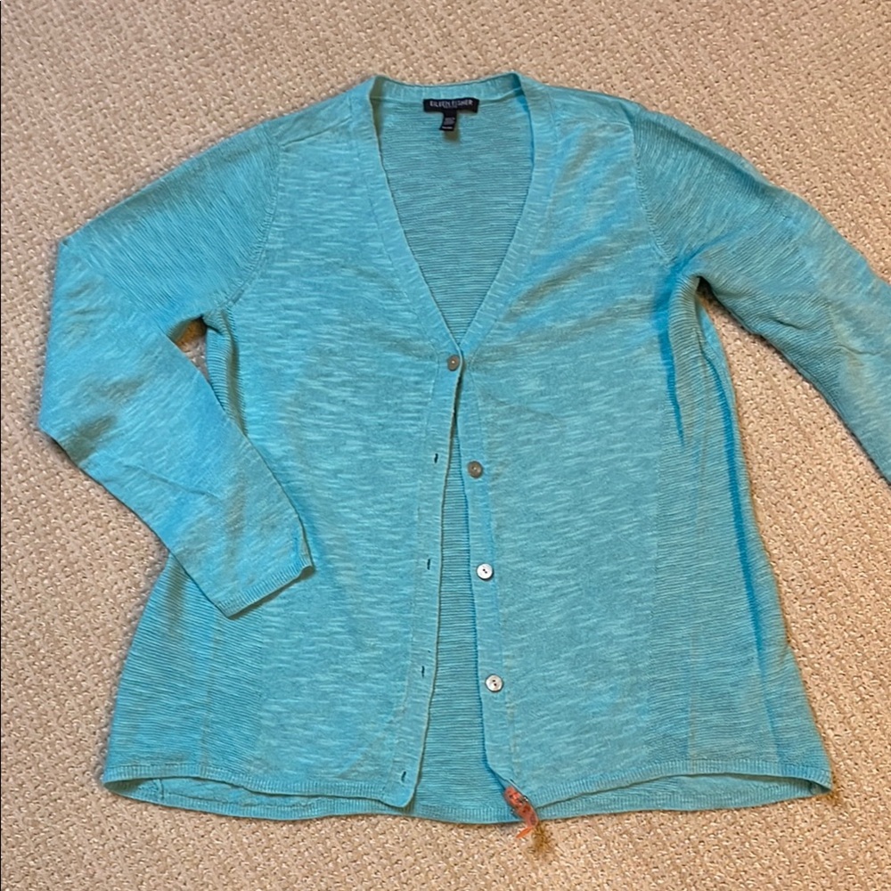 Eileen Fisher Linen Blend Cardigan Sweater